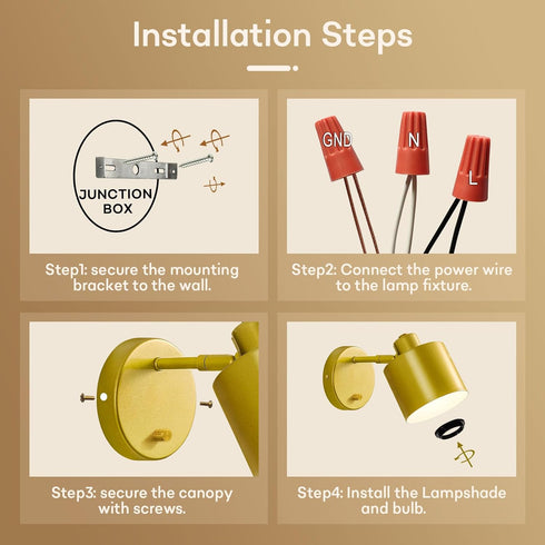 Set 2 350 Dimmable Bulb) Lightess Sconces Wall Decor of with Switch, Rotatable Gold Wall Sconce Hardwired, Industrial