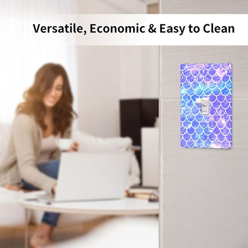 Purple Mermaid Scales Single Toggle Light Switch Plate Cover, Decorative Wall Plate for Home Bedroom Kitchen