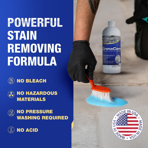 (32 Oz) Fusion CreteCare: The Ultimate Concrete Cleaner and Driveway Oil Stain Remover for Garage Floors - Oil
