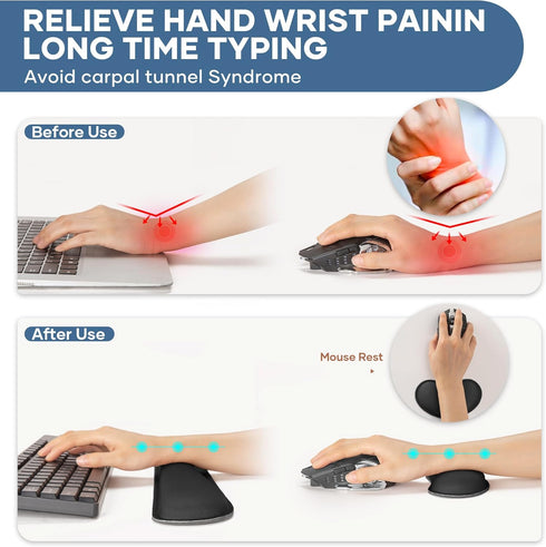 ABRONDA Set Office Ergonomic Memory Foam Computer Mouse and Keyboard Wrist Rest pad Support Carpal Tunnel, Wrist Rest