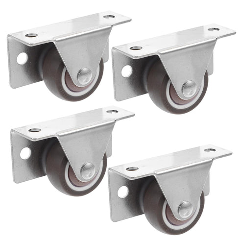 Homoyoyo 4pcs 1.2-inch Flat Plate Furniture Casters Small Silent TPR Fixed Replacement