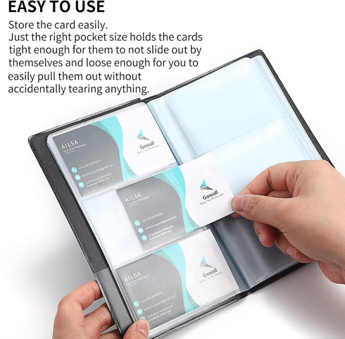 Business Card Holder for 240 Cards, Portable Organizer for Men & Women, Professional Business Cards Book, Black
