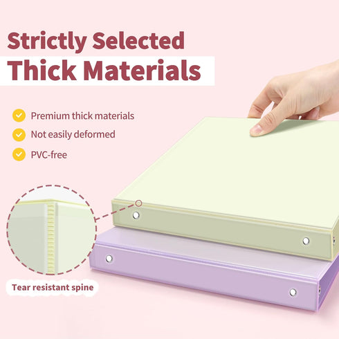 SUNEE 3 Ring Binder 1/2 Inch 4 Pack - Clear View Binder Three Ring PVC-Free (Fit 8.5x11 Inches) for School Binder or