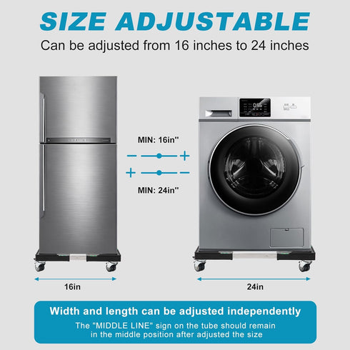 4 Nefish Furniture Dolly Adjustable Mini Fridge Stand with Wheels Washing Machine Stand Mobile Roller with Locking