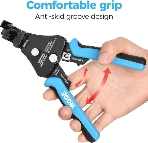 WGGE 3 IN 1 Adjustable Heavy Duty Wire Stripper/Cutter Tool for 8-18 AWG Solid and Stranded Wire