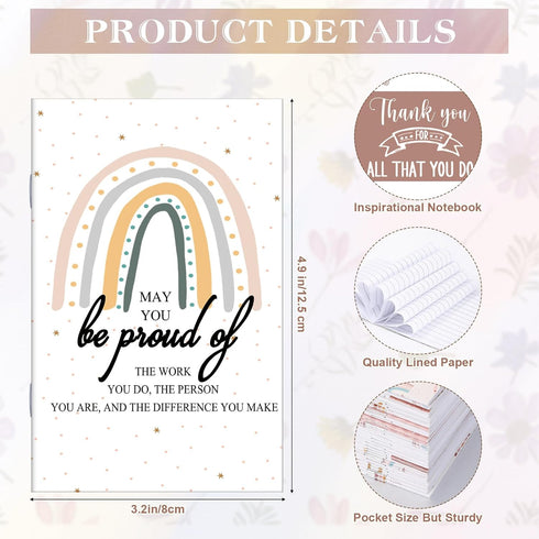 Colarr 50 Pcs Inspirational Notepads, Mini Journal Bulk Small Pocket Notebooks for Teacher Gifts, Office Supplies