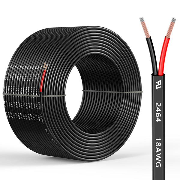 Mziklr 18 Gauge 2 Conductors 30FT Electrical Wire, Flexible Low Voltage PVC Copper