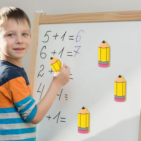 Dry Erase Erasers 8 Pcs Magnetic Whiteboard Erasers Cute for Classroom Office and Home (Pencil)