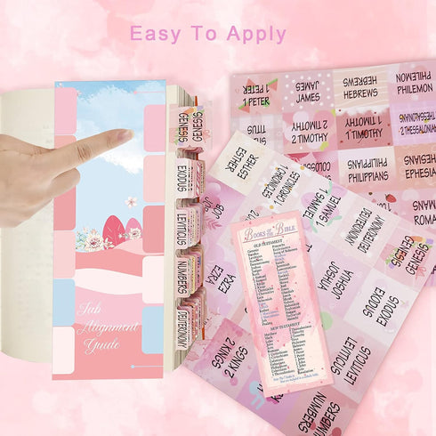 Tojoyify Bible Tabs for Women, 100 Laminated Index Tabs for Study Bible, Old and New Testament, Easy to Read