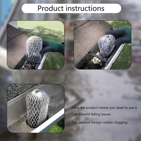 4 Pcs Gutter Downspout Guards 3.5 Inch Aluminum Leaf Filter Strainer for Preventing Blockage Leaves Debris
