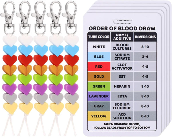 PEUTIER 5pcs Order of Blood Draw Beads & 5pcs Reference Cards, Order of
