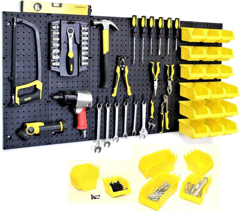 WallPeg Pegboard Bins, Garage Organization Parts Bin Kit, Larger Size Bins for Home, Office, Crafts