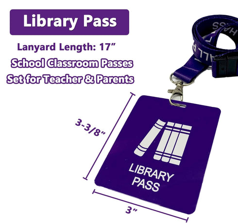 Hall Pass Lanyards Set with Card Passes, Unbreakable Classroom Passes for Teacher Parents (Library, Hall, Bathroom,