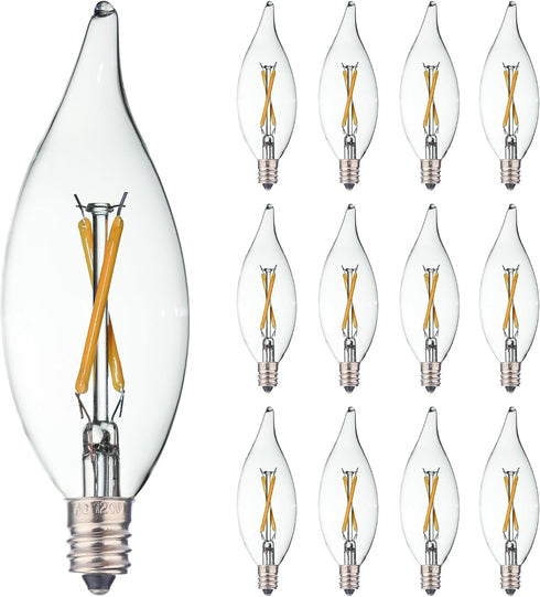 12 Pack E12 Candelabra LED Bulb 20 Watt Equivalent, 2W Clear 2700K