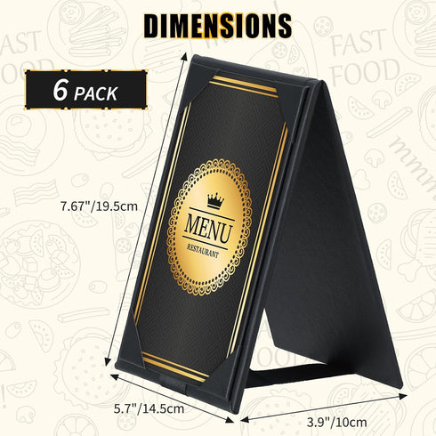 5"x 7" 2 (6 Pack, 5" 7") PU Leatherette Table Tents, Double-Sided Menu Holder, A-Frame Table Tents Menu Cover, Side