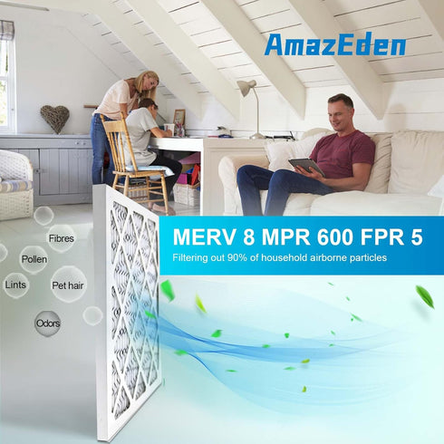 10x10x1 Air Filter MERV 8, 4 PACK AmazEden MPR 600 Pleated HVAC AC Furnace Dust Defense Filters