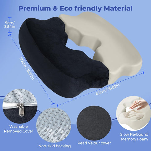 Tailbone SAHEYER Bed Sore Cushions for Butt, Memory Foam Pressure Relief Pillow with Center Hole and Cutout, for Long