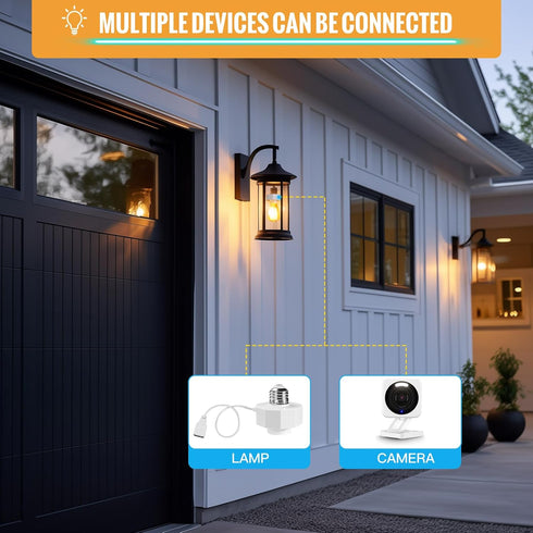 E26 Socket USB Adapter 5V 1.5A, Charger AC110~240V to USB 5V 1.5A for Smart Cameras, Battery Cameras, 2 Pack