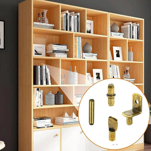 WISSXNA 100Pcs 4 (5mm 6mm) Shelf Pegs for Shelves, Styles Shelf Pins Kitchen Cabinet Shelf Pegs,Bronze Shelf Holders