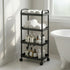 4-Tier (Black-2pcs) Rolling Utility Cart with Handle Multi-Functional Storage Trolley with Wheels, Movable Organizer
