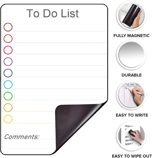 Dry Erase Small Magnetic To Do List White Board A5 for Fridge, Lined Dry Erase Todo List, Daily Planner