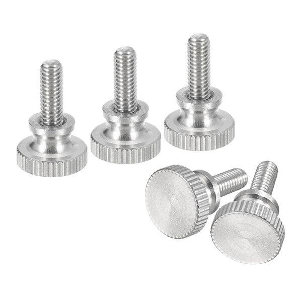 uxcell M4x10mm Knurled Thumb Screws, 5pcs 304 Stainless Steel Flat Knurled Head Bolts with Grip Knobs