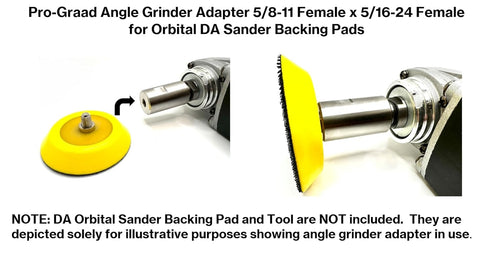 54040 Stainless Steel Angle Grinder Adapter, 5/8-11 Female x 5/16-24 Female for Use with DA Backer Pads
