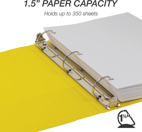 Samsill Durable 1.5 Inch D Ring Binder, Customizable Clear View Cover, Made in the USA, Yellow, Holds 350 Pages