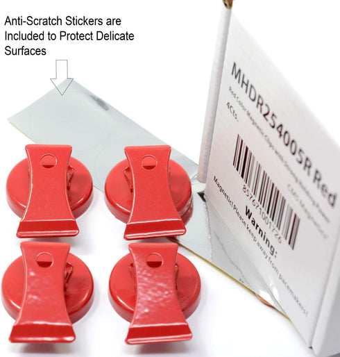 CMS Magnetics Super Strong Colorful Ceramic Magnets, 4-Pack Clips Red for Whiteboards