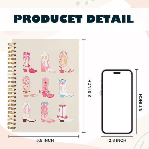 BearCake Cowgirl Boot Notebook - Cowgirl Gifts, Western Office Supplies, Boho Western Journal 5.5x8.3