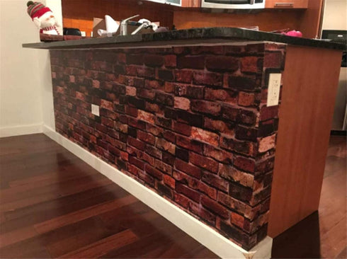 Yancorp 18" x 120" Brick Wallpaper Rust Red Peel and Stick Self Adhesive Wallpaper for Kitchen Backsplash