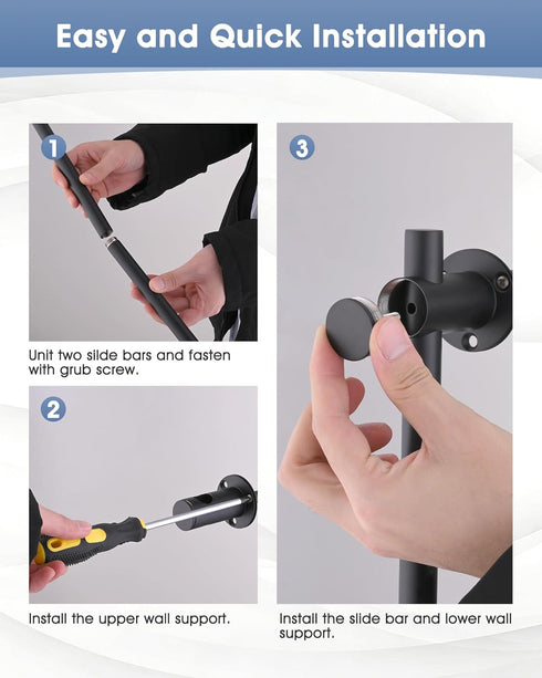 25 Inch SUS304 All Metal Shower Slide Bar with Adjustable Handheld Shower Head Holder, Stainless Steel Shower Rail