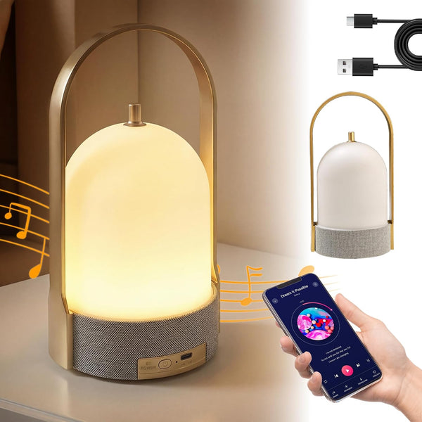 LED Table Lamps Wireless with Bluetooth Speaker, USB-Powered Music Table Lamp with