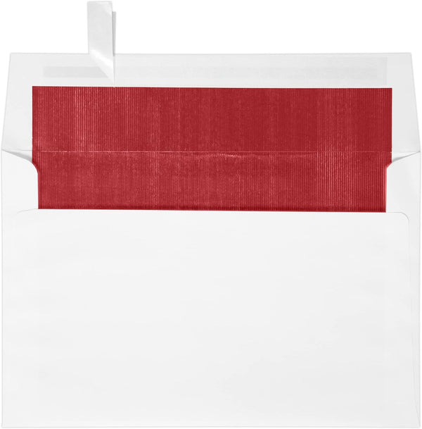 LUXPaper A9 Foil Lined Invitation Envelopes | White w/Red LUX Lining | 5 3/4" x 8 3/4" | 60lb. Text | 50 Qty