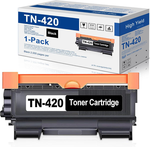 TN420 Black Toner Cartridge Replacement for Brother TN420 TN450 HL-2130 HL-2230 HL-2250DN MFC-7240 MFC-7360N MFC-7460DN