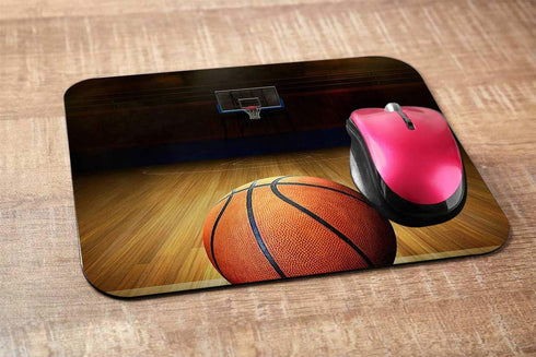 Sport Rectangle Gaming Mousepad, Vintage Basketball Court Pattern, Non-Slip Rubber Mouse Mat for Computer Desk 9.5 x