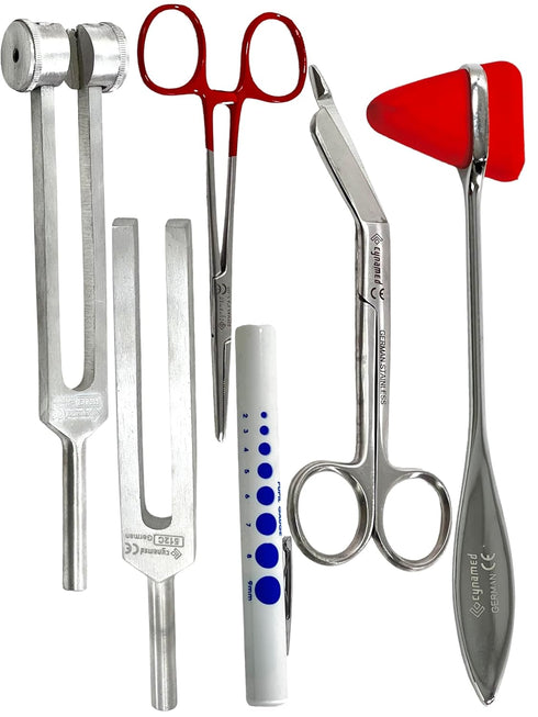 Hammer Set 6 Reflex Diagnostic Reusable Penlight Tuning Forks Scissors Pcs German Cynamed