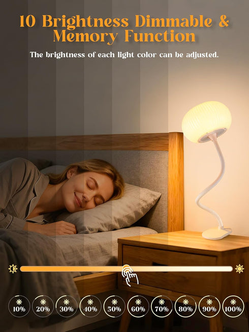 ReinHoo 10 10 Clip on Light, RGB Colors & Warm White Desk Lamp with Clamp, Brightness Reading Light, Night Lamp