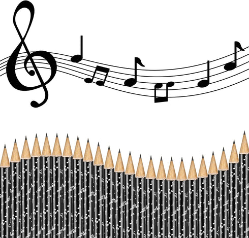 Chinco Music Pencils, Music Note Pencils for Students, Bulk Round Fun Pencils with Eraser, 48 Pieces