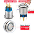 Push Button Switch 22mm Latching 110V/120V 1NO 1NC SPDT Waterproof Industrial Switches with Wire (Blue)