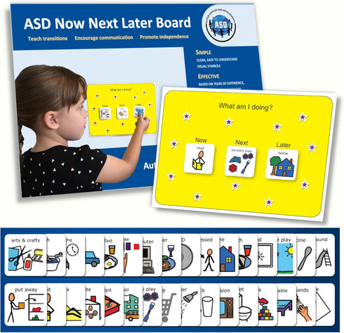 First Then Visual Schedule for Kids, Premium Durable Plastic, 32 Communication Cards, Autism Learning Materials