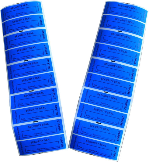 TamperSeals Group - 100pcs Non Transfer Tamper Proof Security Warranty Void Open Labels for Reusable Packages (Blue)