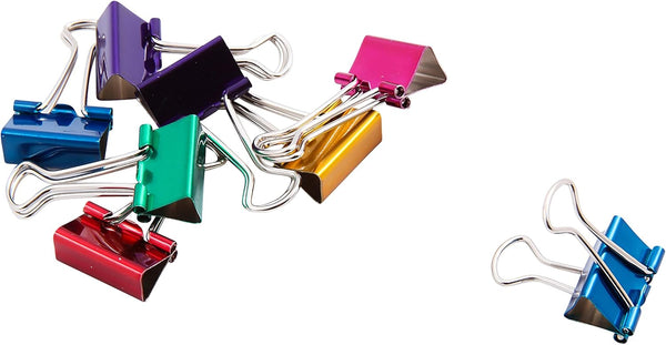 Small Binder Clips Assorted Colors .75" 8/Pkg
