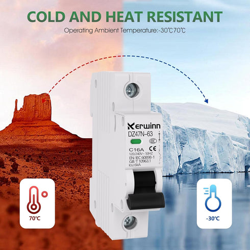3PCS Miniature Circuit Breaker, 120V/240V AC, 1 Pole, 16Amp, Smart DIN Rail Mount for Marine, Solar Systems