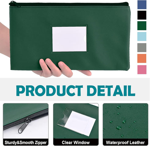 7 Pack 11.25" 6.25" 7 Money Bags with Zipper for Cash | x | Colors | Bank Deposit Bags, Cash Pouches with Zipper, Cash