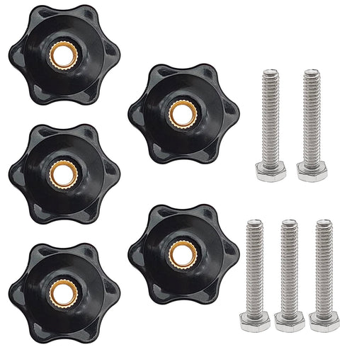 6 Star T Track Knobs and Bolts Kit, 5 Pack 1/4 Inch 20 Female Knobs + 5 Pack 1/4in 20 Thread T Bolts