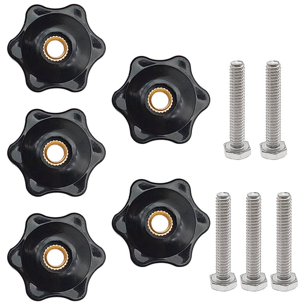 6 Star T Track Knobs and Bolts Kit, 5 Pack 1/4 Inch 20 Female Knobs + 5 Pack 1/4in 20 Thread T Bolts