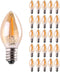 C7 LED Night Light Bulb, Classical Edison Style E12 Candle Base, 0.5 Watt LED Filament, 5 Watts Equivalent, 25 Pack