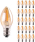 C7 LED Night Light Bulb, Classical Edison Style E12 Candle Base, 0.5 Watt LED Filament, 5 Watts Equivalent, 25 Pack