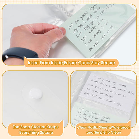 Jactales 3x5 50 200 Index Card Holder Organizer - Clear Card Binder for Flash Card, Note Card Storage, Sheets Plastic
